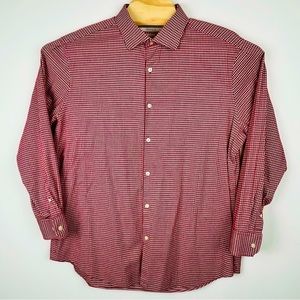 Perry Ellis Portfolio Slim Fit Men's XL Red Houndstooth Long Sleeve Button Shirt